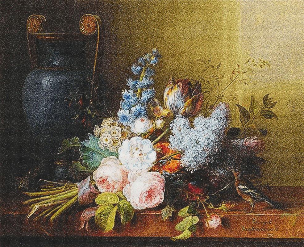 Bouquet De Fleurs Au Nid D'oiseau - X Squared Cross Stitch