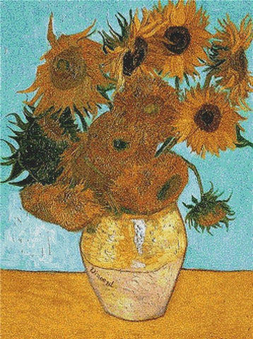 Vase With Twelve Sunflowers - X Squared Cross Stitch