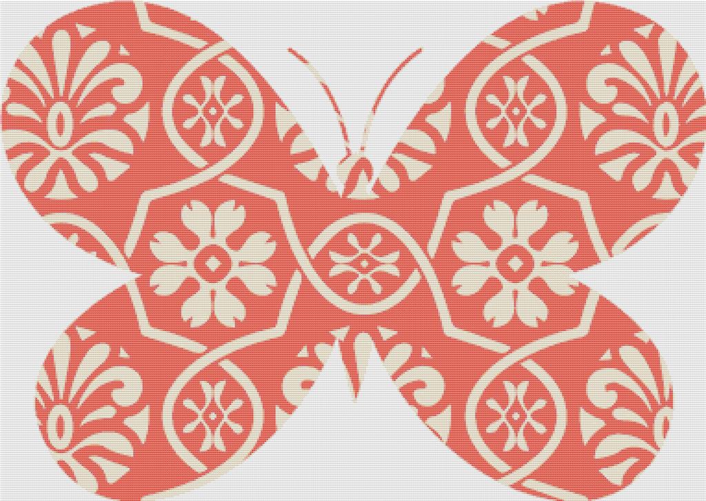 Orange Floral Butterfly - X Squared Cross Stitch