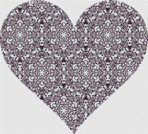 Decorative Floral Heart - X Squared Cross Stitch