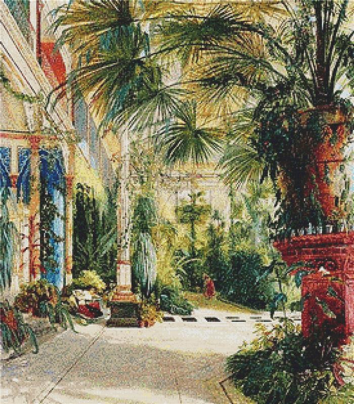 Das Innere Des Palmenhauses Auf Der Pfaueninsel - X Squared Cross Stitch