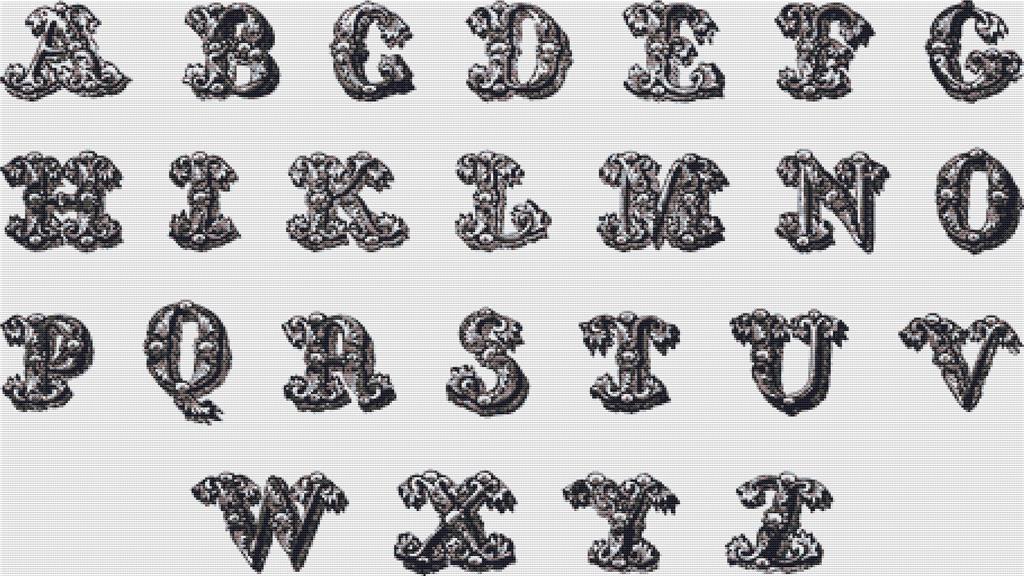 Decorative English Alphabet I - X Squared Cross Stitch