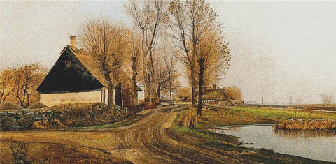 Village Street In Baldersbrønde - X Squared Cross Stitch