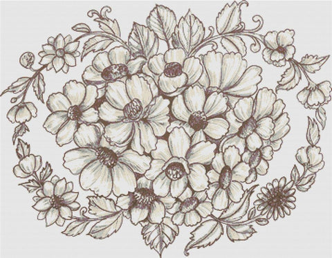Sketch Of Flowers And Leaves - X Squared Cross Stitch