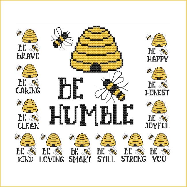 Be Humble: Beehive Bees Sayings - Cross Stitch Wonders