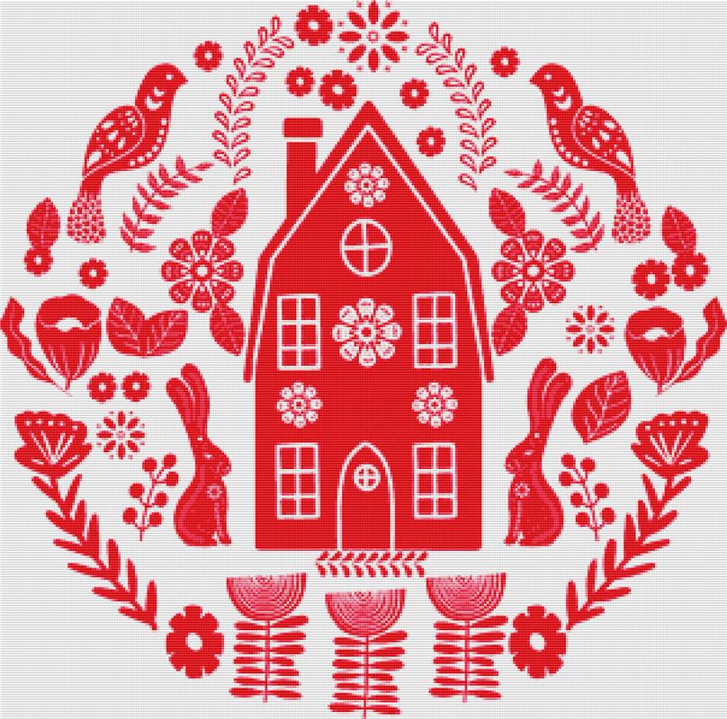 Scandinavian Folk House - X Squared Cross Stitch