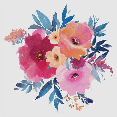 Pink And Peach Floral Arrangement - X Squared Cross Stitch