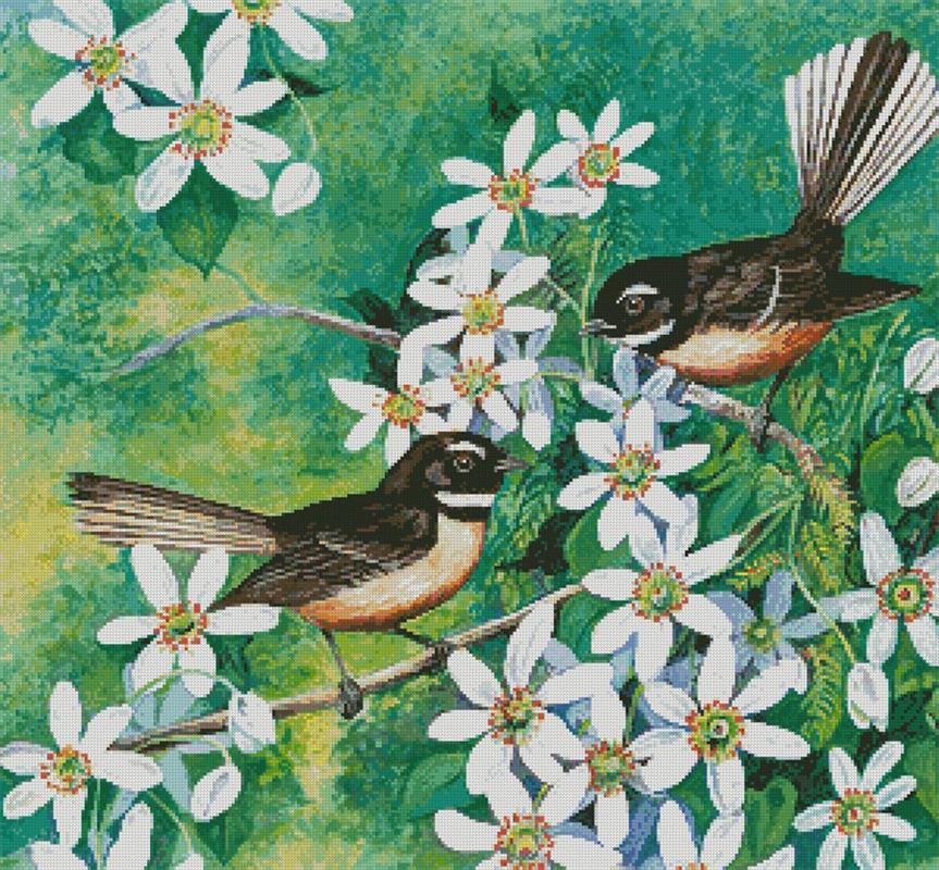Fantails And Clematis - Artecy Cross Stitch