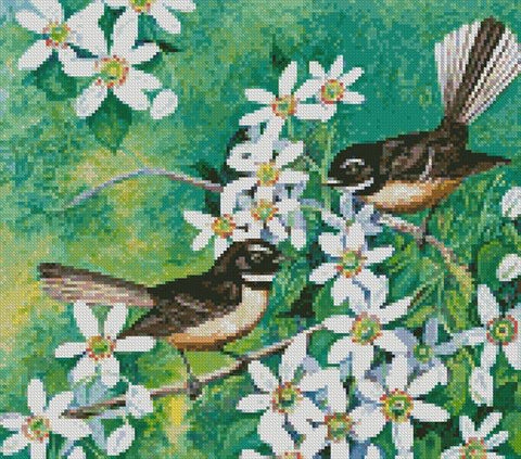 Mini Fantails And Clematis - Artecy Cross Stitch