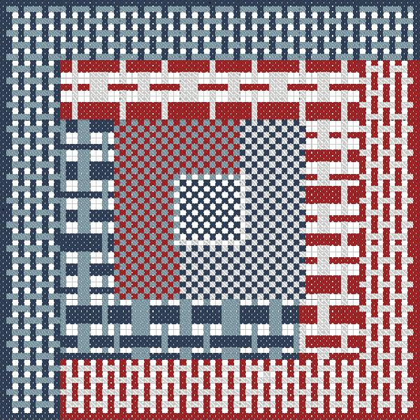 Quilt Block In Patriotic Plaids - Fox Trails Needlework