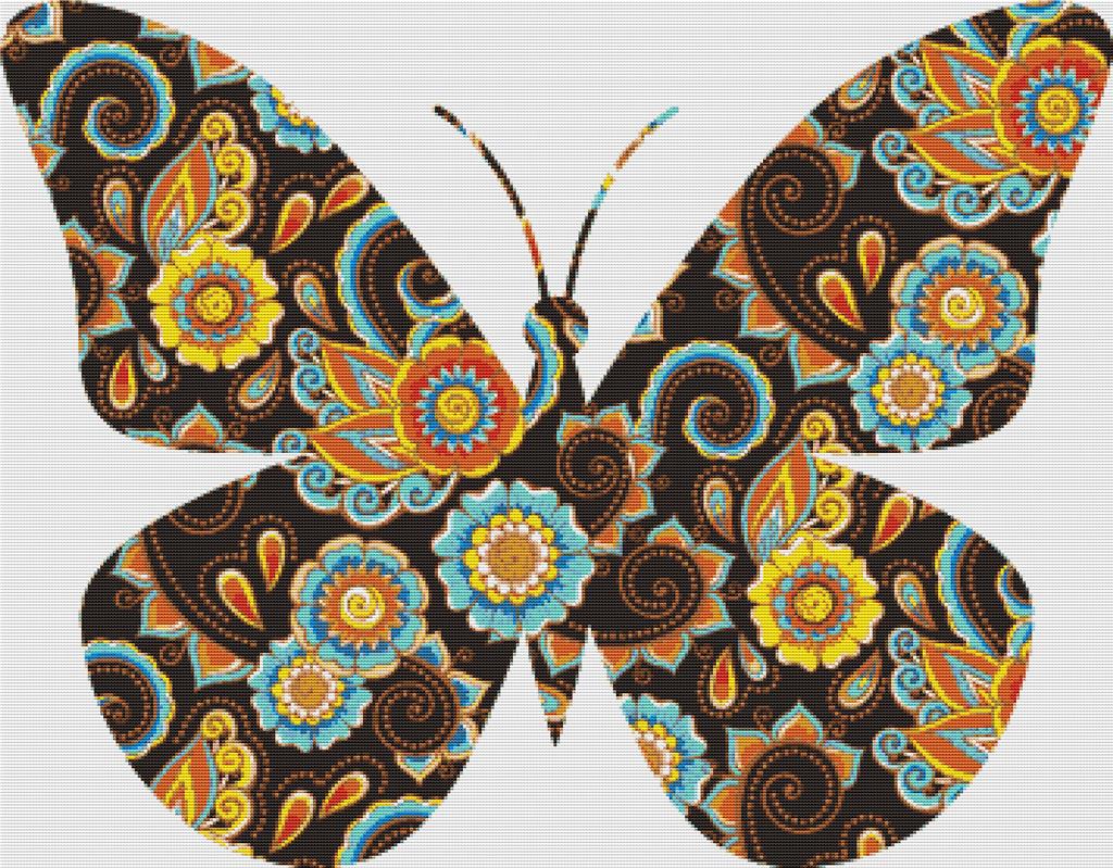 Brown Paisley Butterfly II - X Squared Cross Stitch