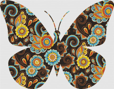Brown Paisley Butterfly II - X Squared Cross Stitch