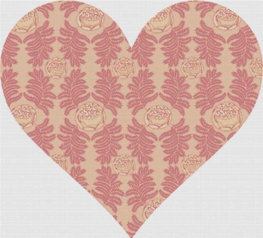 Pink Floral Heart - X Squared Cross Stitch
