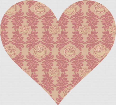 Pink Floral Heart - X Squared Cross Stitch