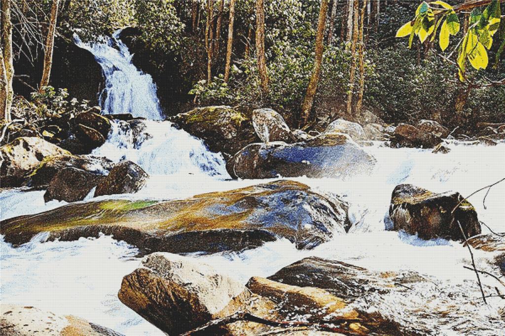 Tennessee River Waterfall - X Squared Cross Stitch