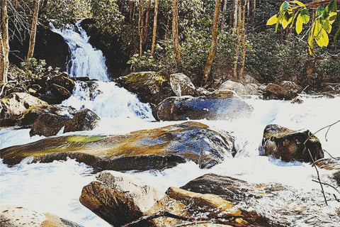 Tennessee River Waterfall - X Squared Cross Stitch
