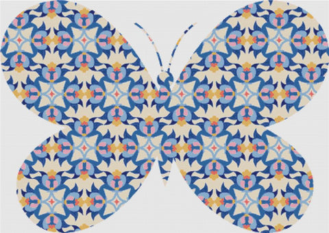 Floral Tile Butterfly - X Squared Cross Stitch