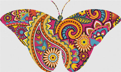 Pink Paisley Butterfly IV - X Squared Cross Stitch