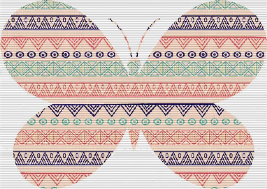Ornamental Tribal Butterfly - X Squared Cross Stitch