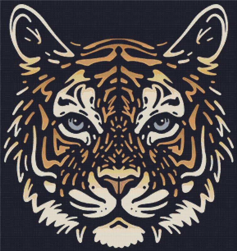 Tiger Face - X Squared Cross Stitch