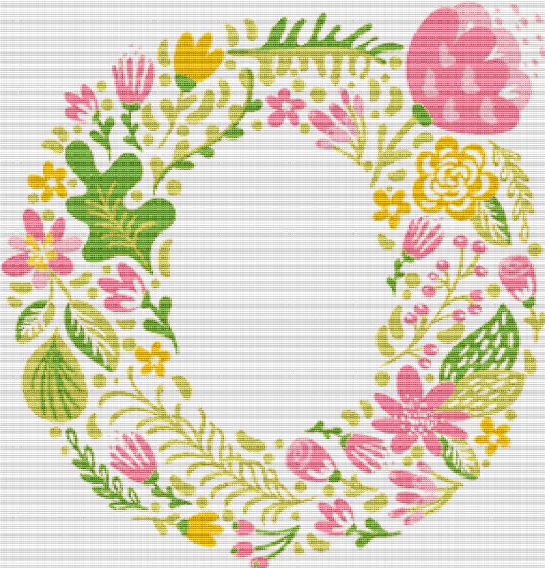 Floral Letter O - X Squared Cross Stitch