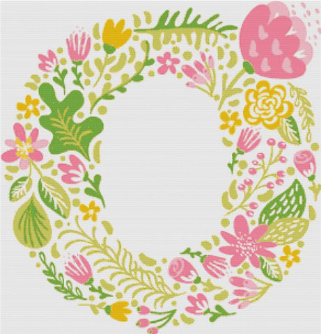 Floral Letter O - X Squared Cross Stitch
