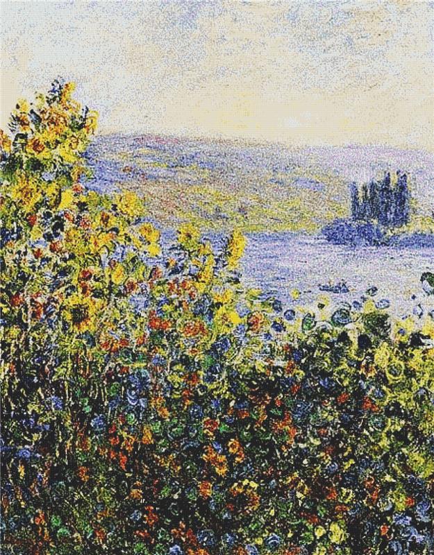 Flower Beds At Vetheuil - X Squared Cross Stitch