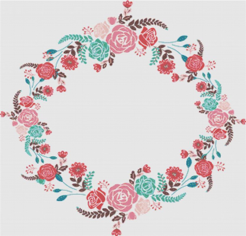 Floral Love Frame - X Squared Cross Stitch