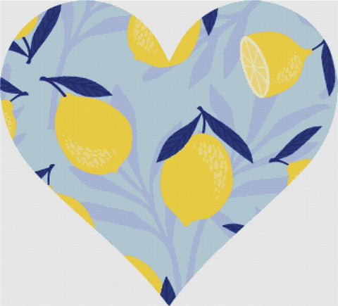 Blue Lemon Heart - X Squared Cross Stitch