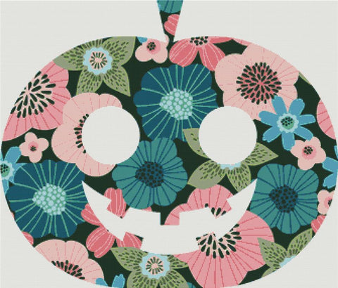 Beautiful Floral Jack-O-Lantern - X Squared Cross Stitch