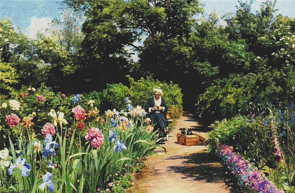 Knitting In The Garden - X Squared Cross Stitch