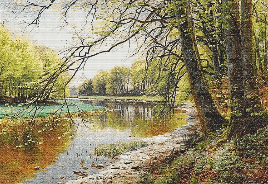 Brook In A Spring Forest - X Squared Cross Stitch