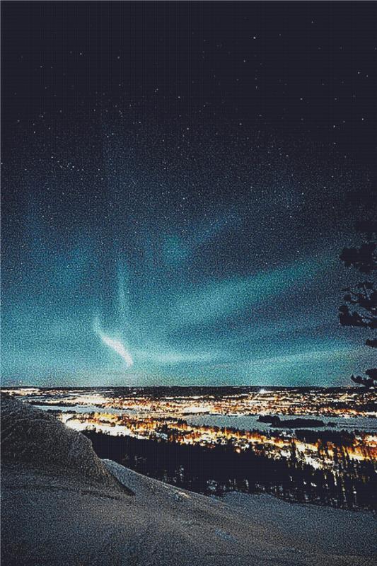 Northern Lights Over Rovaniemi - X Squared Cross Stitch