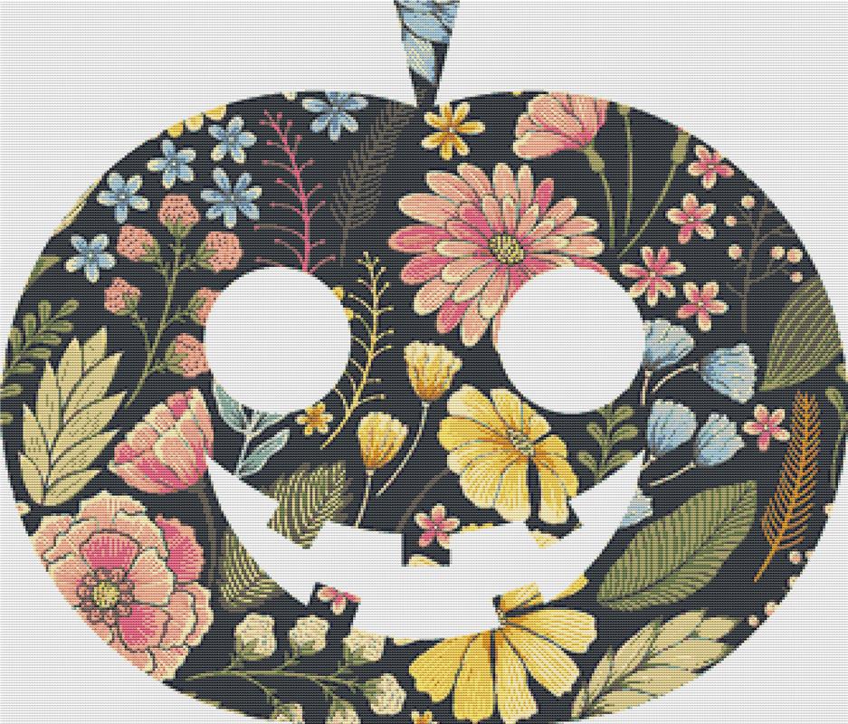 Colourful Floral Summer Jack-O-Lantern - X Squared Cross Stitch