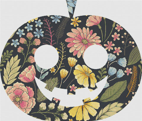 Colourful Floral Summer Jack-O-Lantern - X Squared Cross Stitch