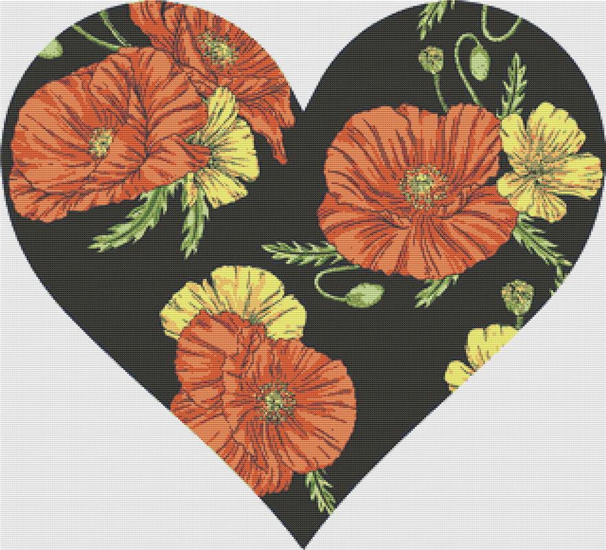Poppy Heart - X Squared Cross Stitch