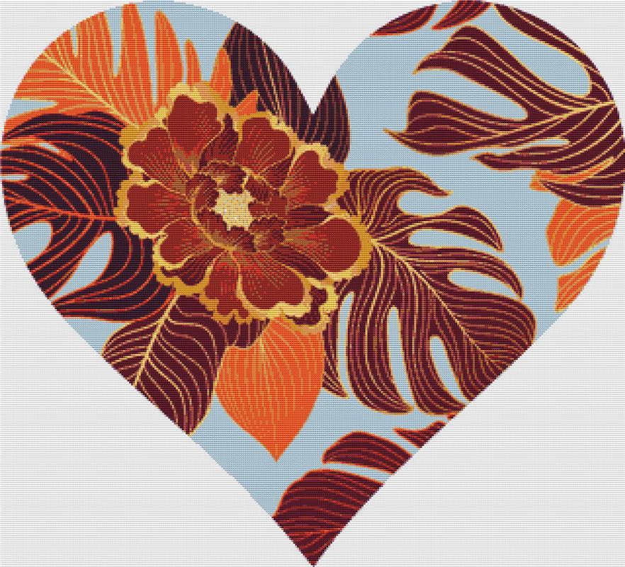 Lush Floral Heart - X Squared Cross Stitch