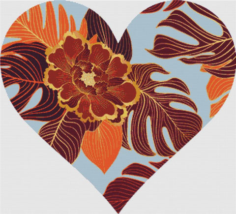 Lush Floral Heart - X Squared Cross Stitch