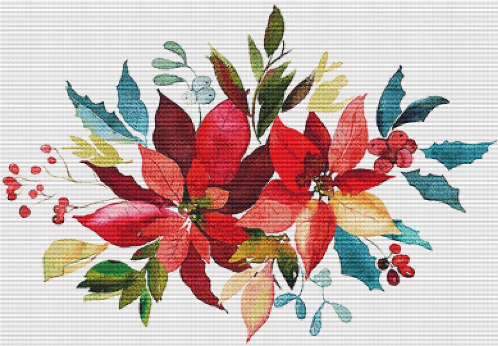 Bright Christmas Arrangement - X Squared Cross Stitch