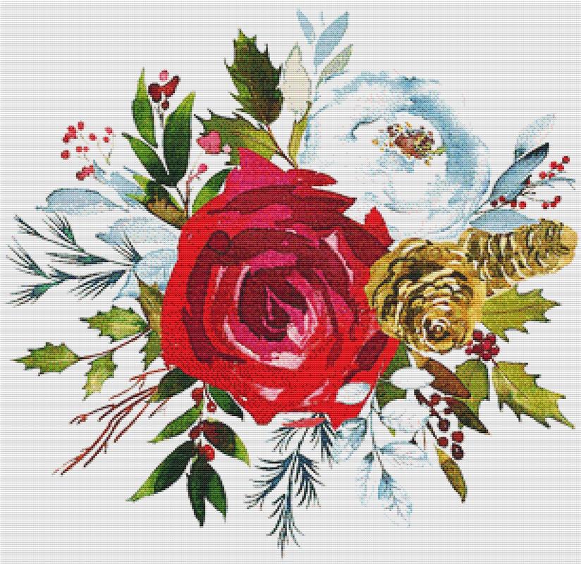 Christmas Floral Arrangement - X Squared Cross Stitch
