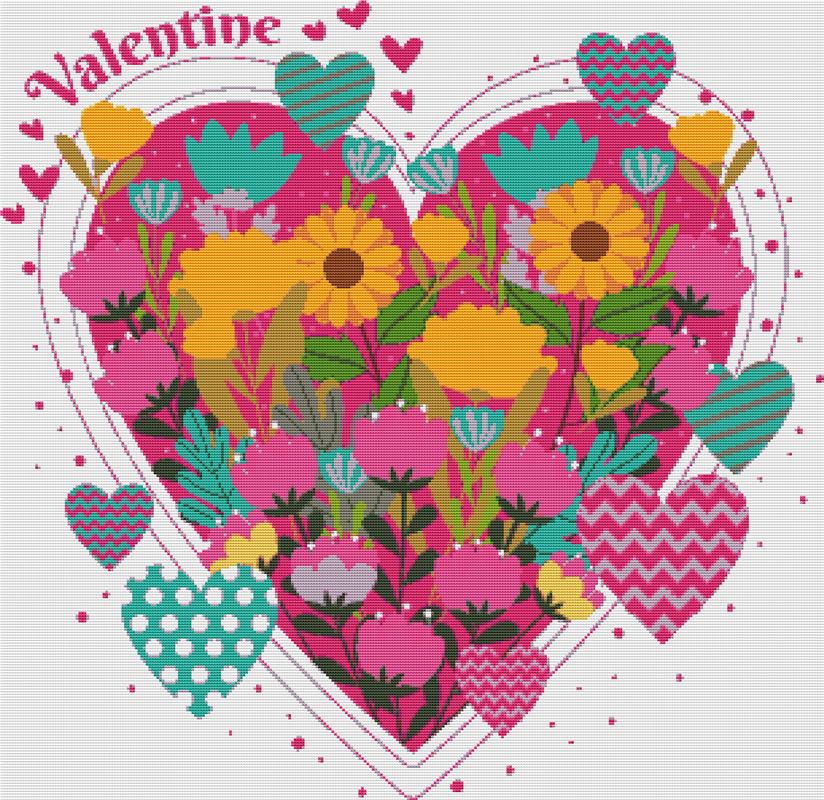 Hearts And Flowers - X Squared Cross Stitch