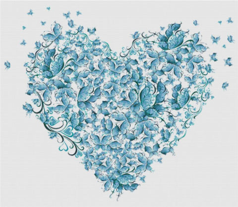 Blue Heart Of Butterflies - X Squared Cross Stitch