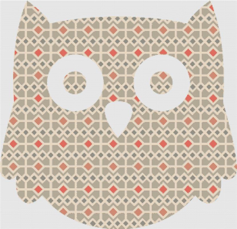 Pastel Square Owl - X Squared Cross Stitch