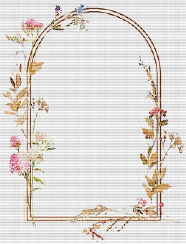 Autumnal Floral Frame I - X Squared Cross Stitch