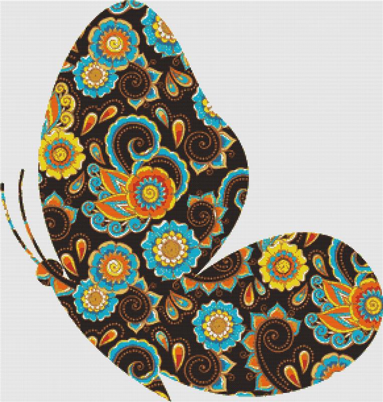 Brown Paisley Butterfly III - X Squared Cross Stitch