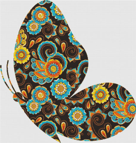 Brown Paisley Butterfly III - X Squared Cross Stitch
