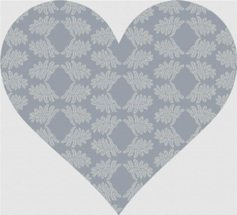 Grey Botanical Heart - X Squared Cross Stitch