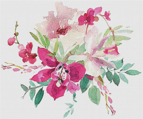 Elegant Orchid Arrangement - X Squared Cross Stitch