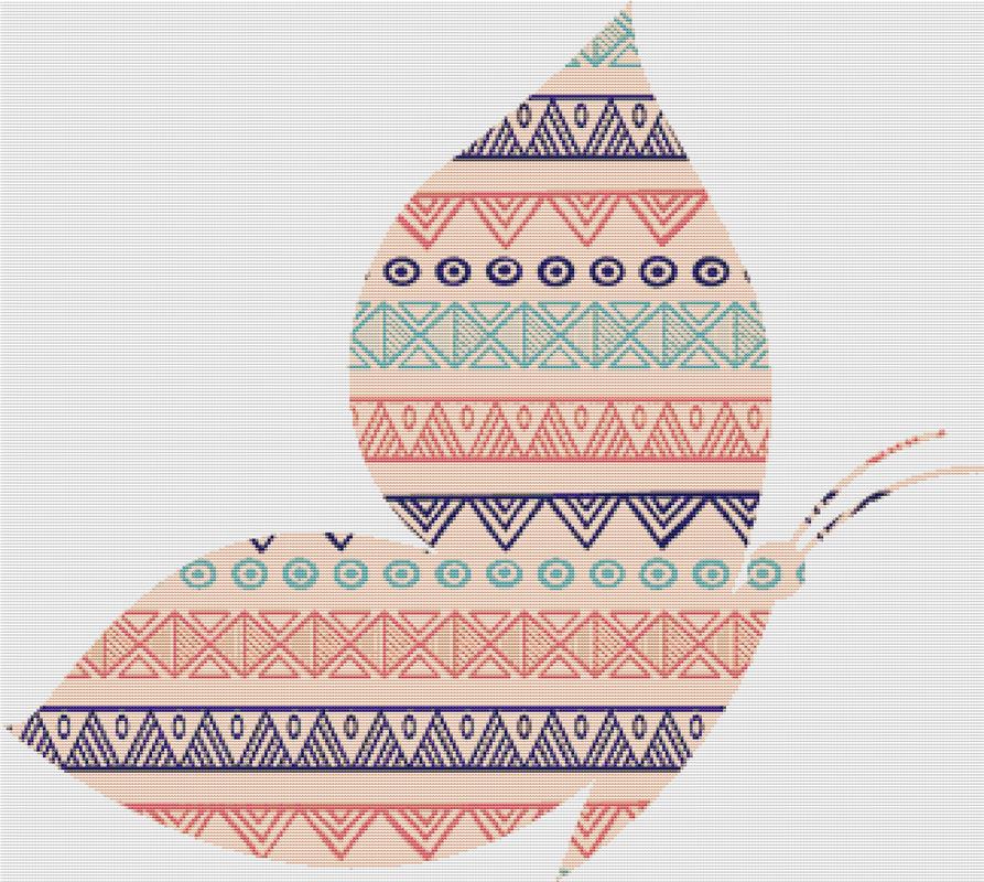 Ornamental Tribal Butterfly I - X Squared Cross Stitch