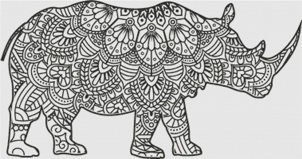 Mandala Rhino - X Squared Cross Stitch